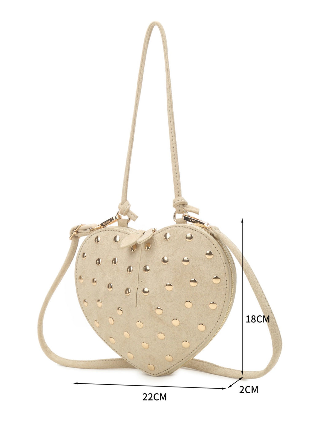Suède Stud Schoudertas Hart - Crème