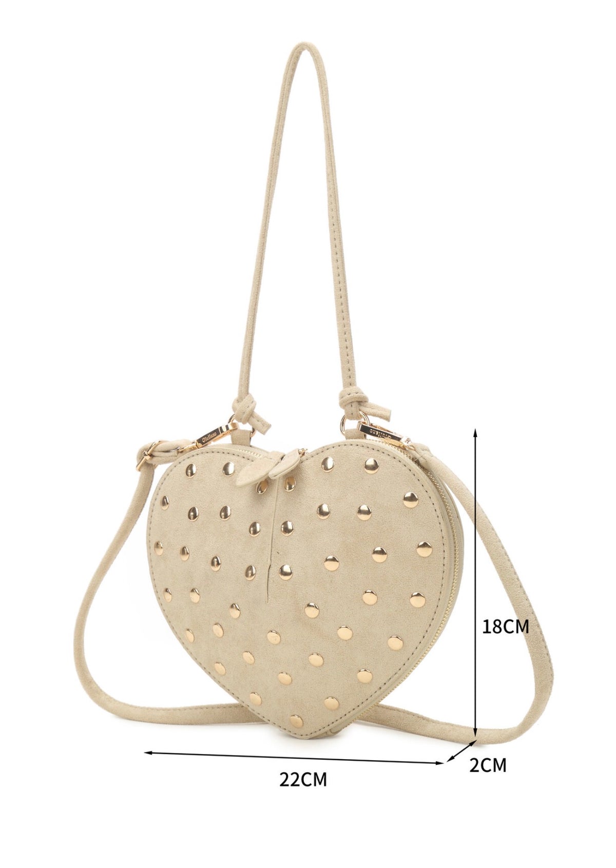 Suède Stud Schoudertas Hart - Crème