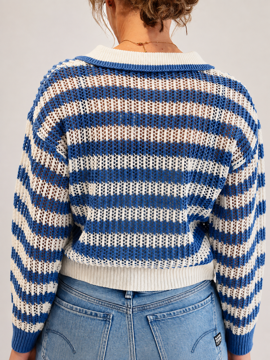 Amalfi Gebreide Trui - Blauw/Wit