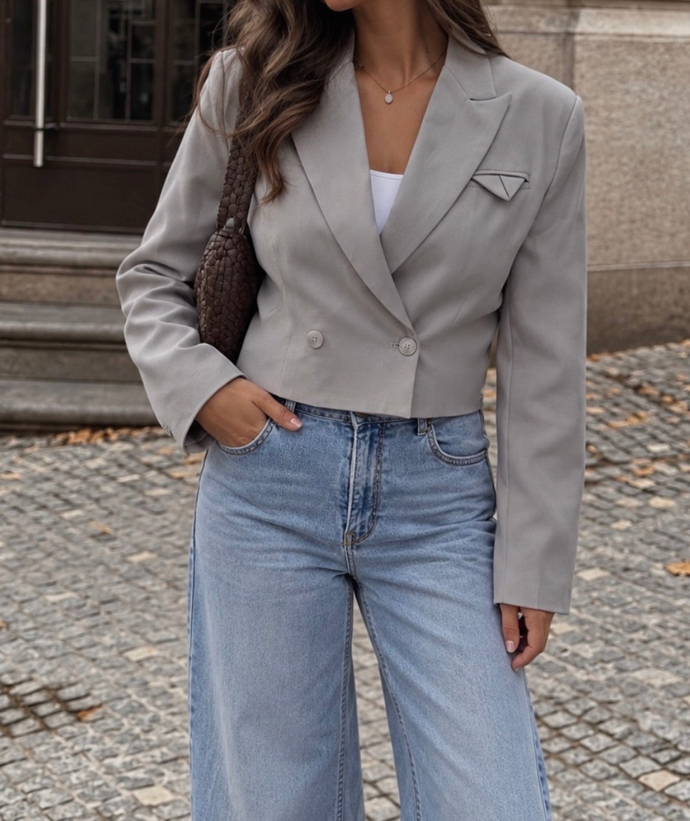 Gdansk Cropped Blazer - Grijs