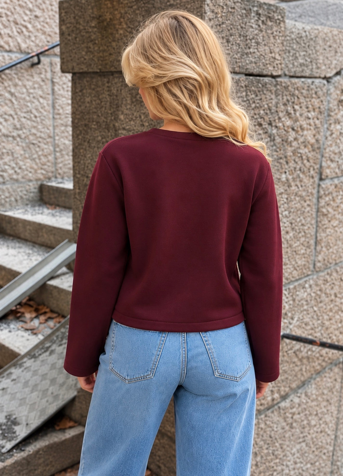 Cardiff Button Trui – Burgundy