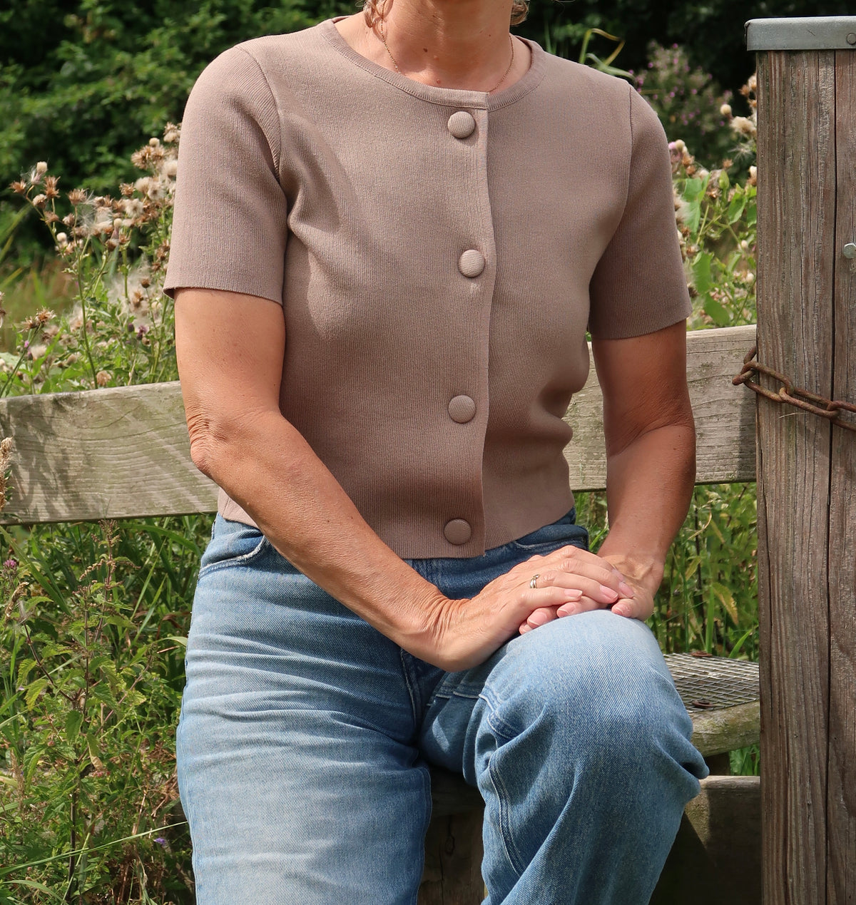 Lugano Cardigan Top - Taupe