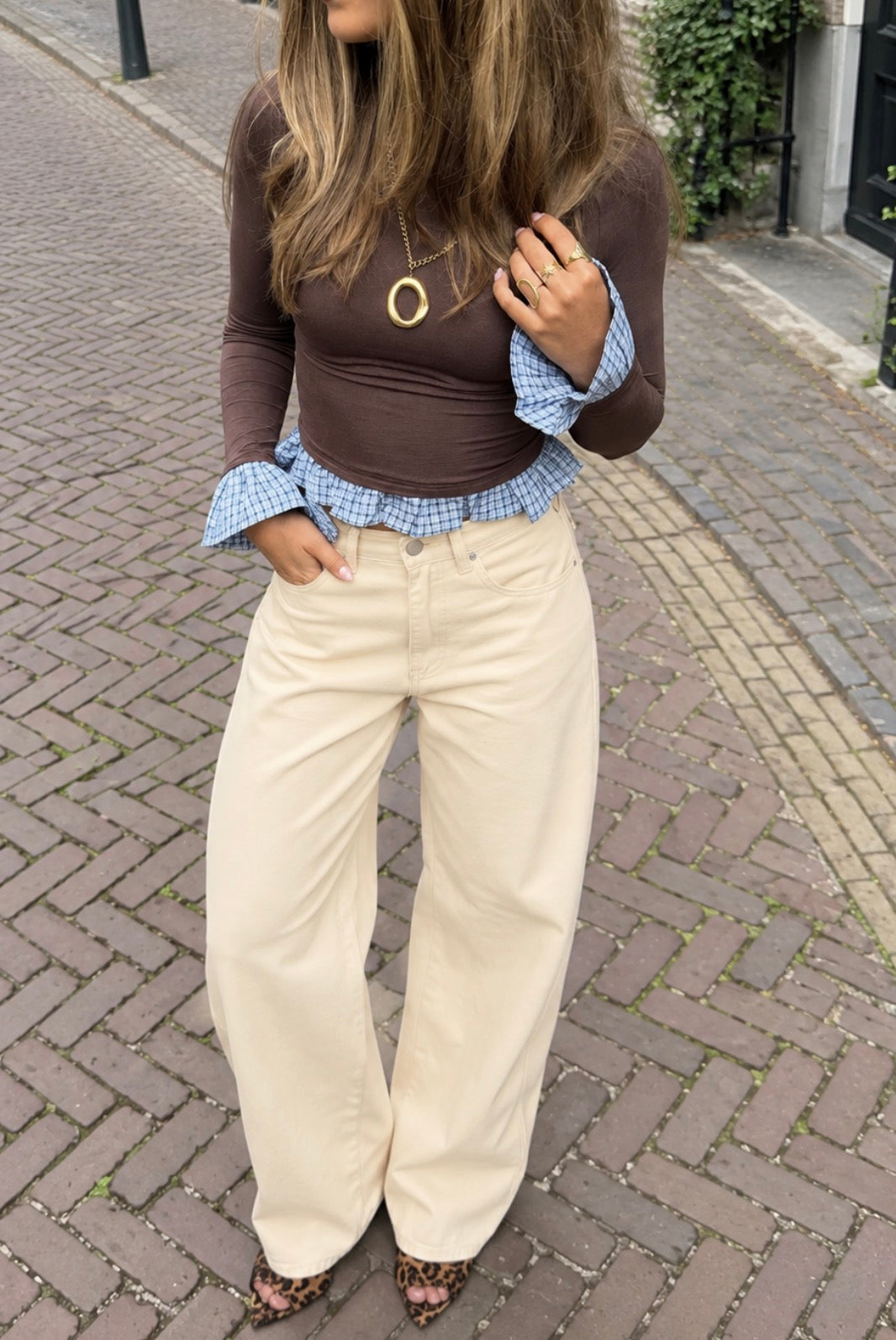 Sydney Barrel Jeans Denim - Beige