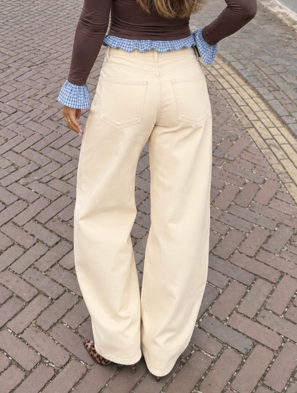 Sydney Barrel Jeans Denim - Beige