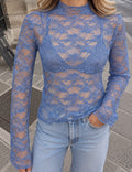 Nottingham Lace Kanten Top - Blauw