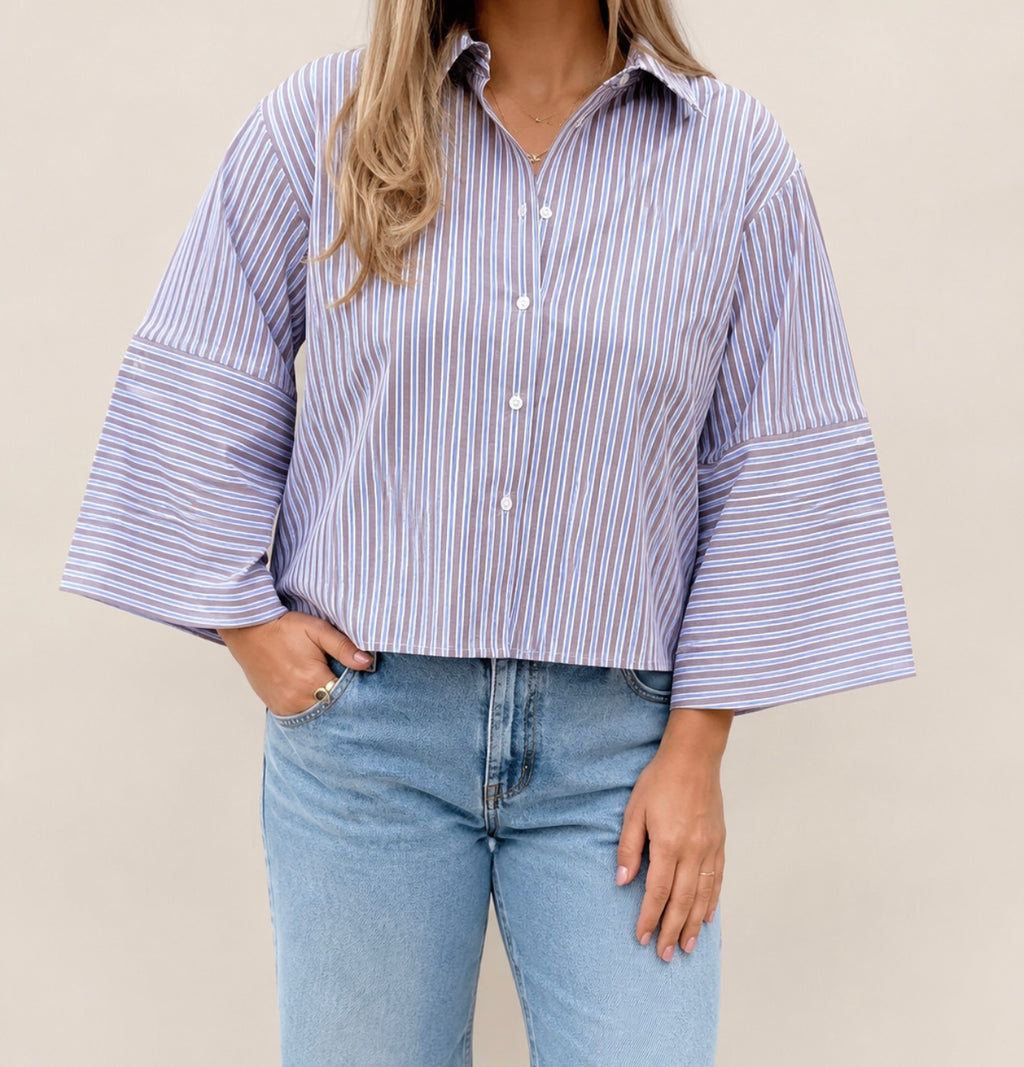 Vlora Gestreepte Cropped Blouse