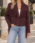 Belgrado Fringe Blazer - Burgundy