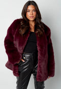 Calgary Faux Fur Jas - Burgundy
