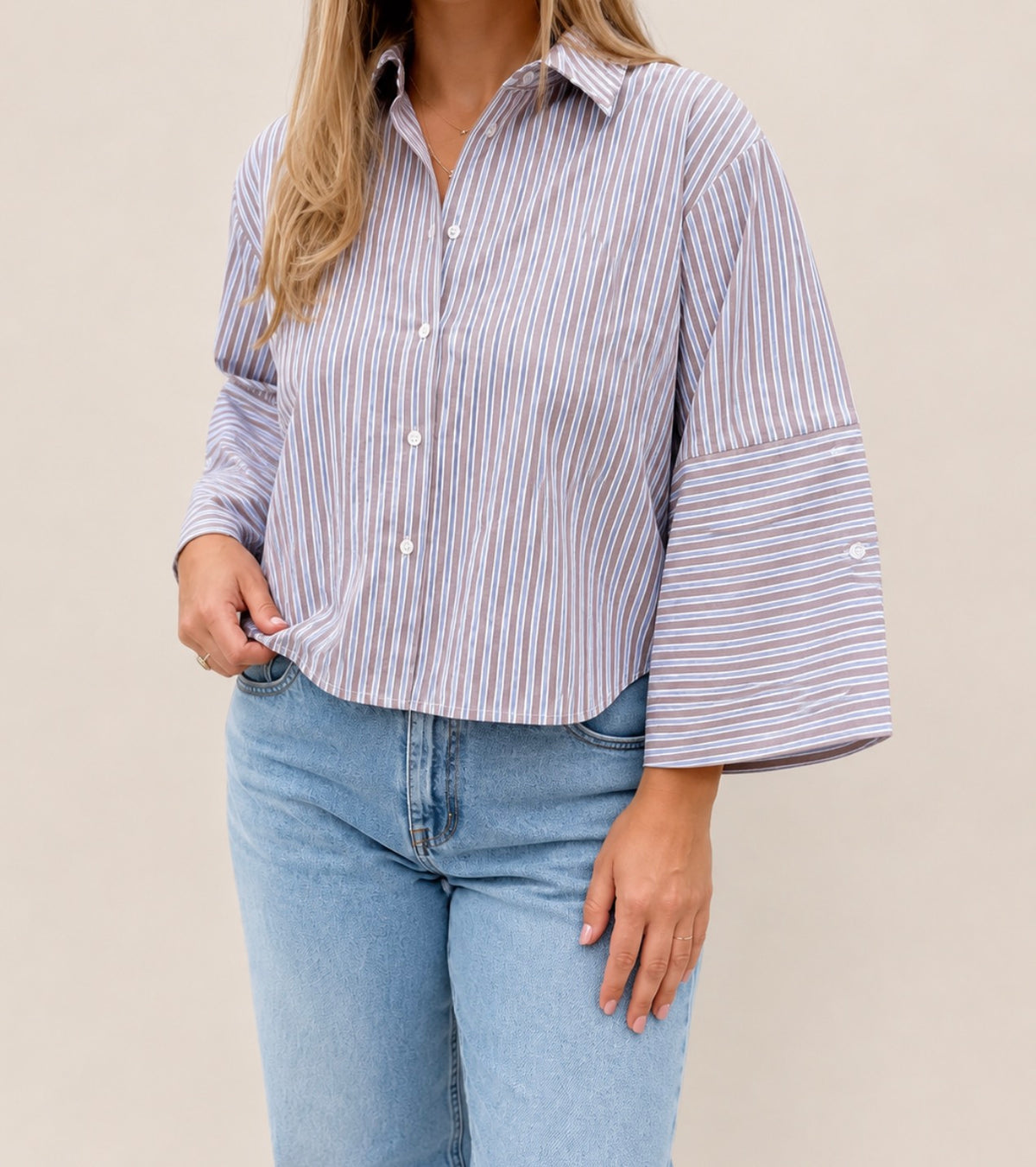 Vlora Gestreepte Cropped Blouse