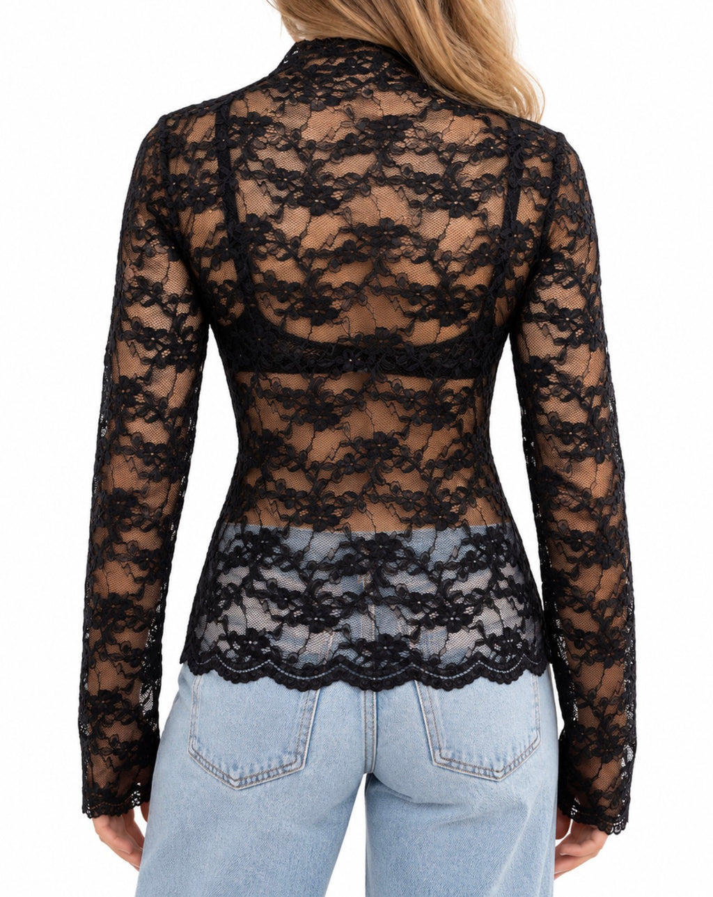 Nottingham Lace Kanten Top - Zwart