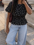 Nairobi Peplum Top Polka Dot - Zwart