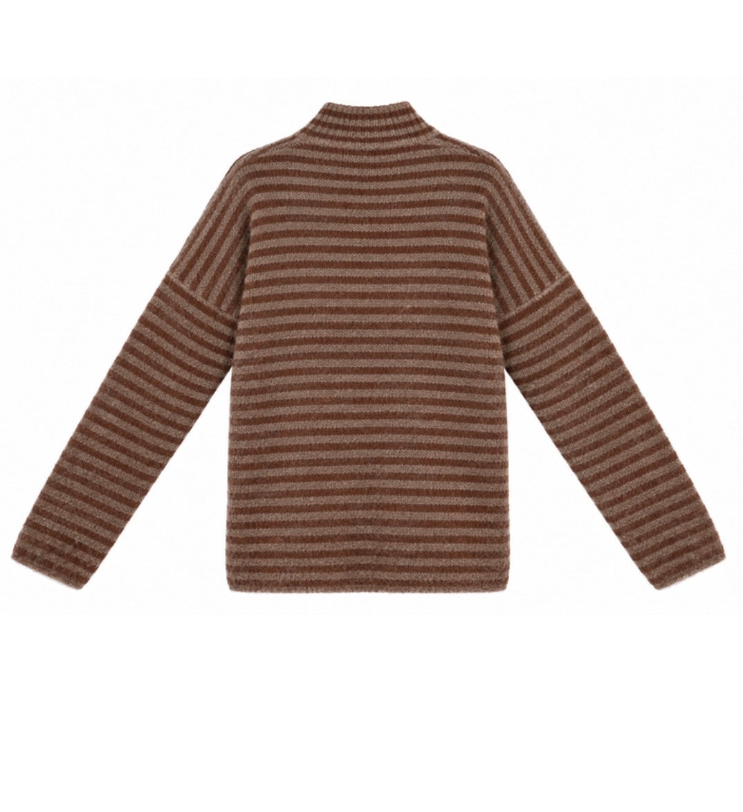 Brighton Gestreepte Zip Trui - Chocolate