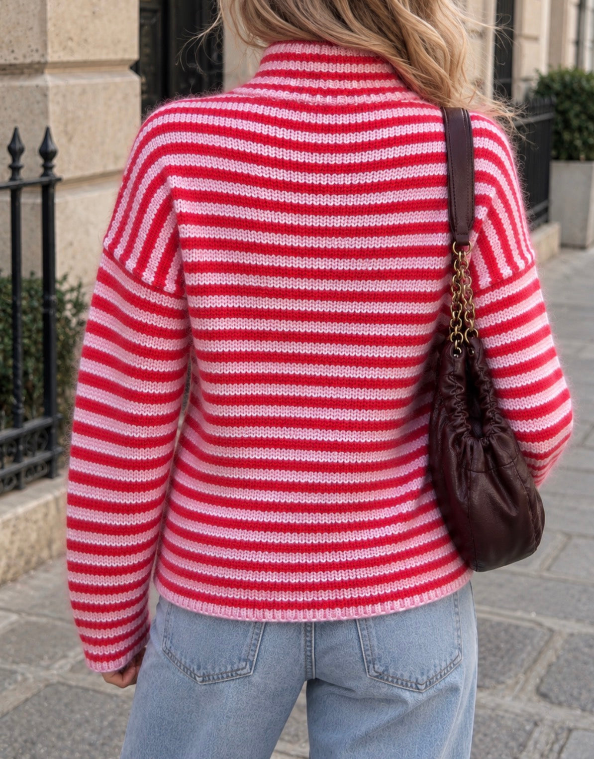 Brighton Gestreepte Zip Trui – Rood/Roze