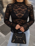 Nottingham Lace Kanten Top - Zwart