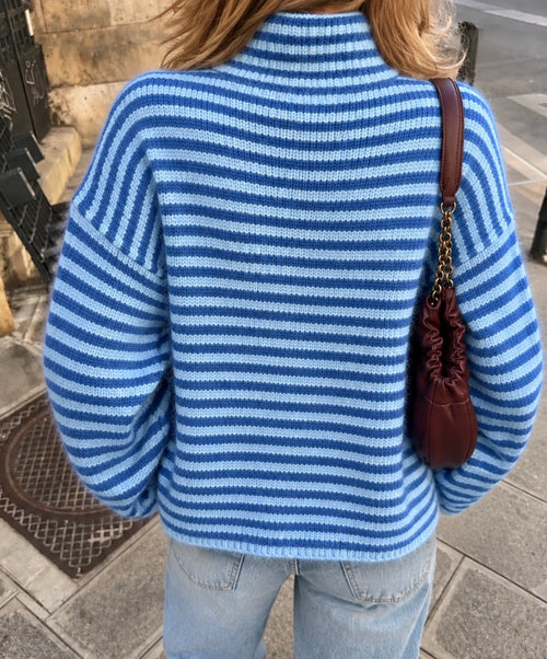 Brighton Gestreepte Zip Trui – Blauw