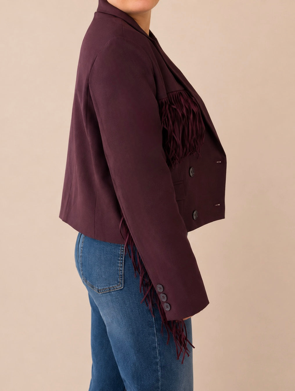 Belgrado Fringe Blazer - Burgundy