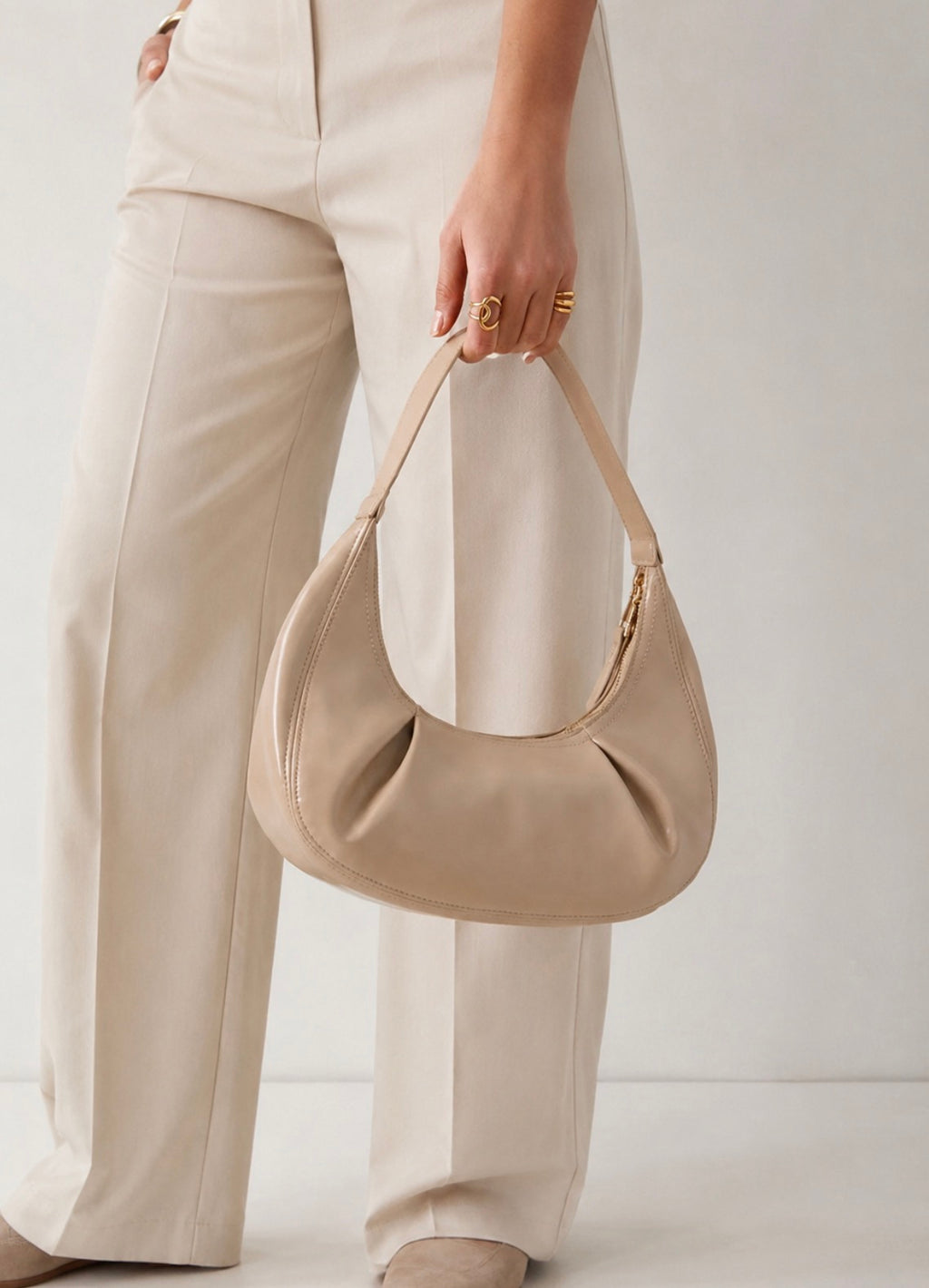 Brisbane Tas met Plooien - Beige