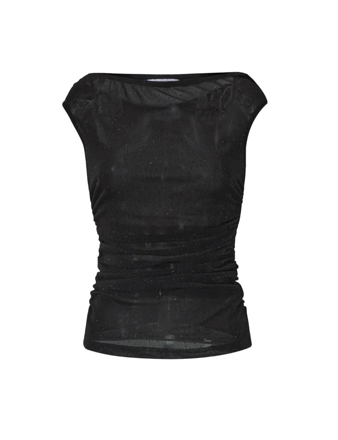 Havana Mesh Glitter Top - Zwart
