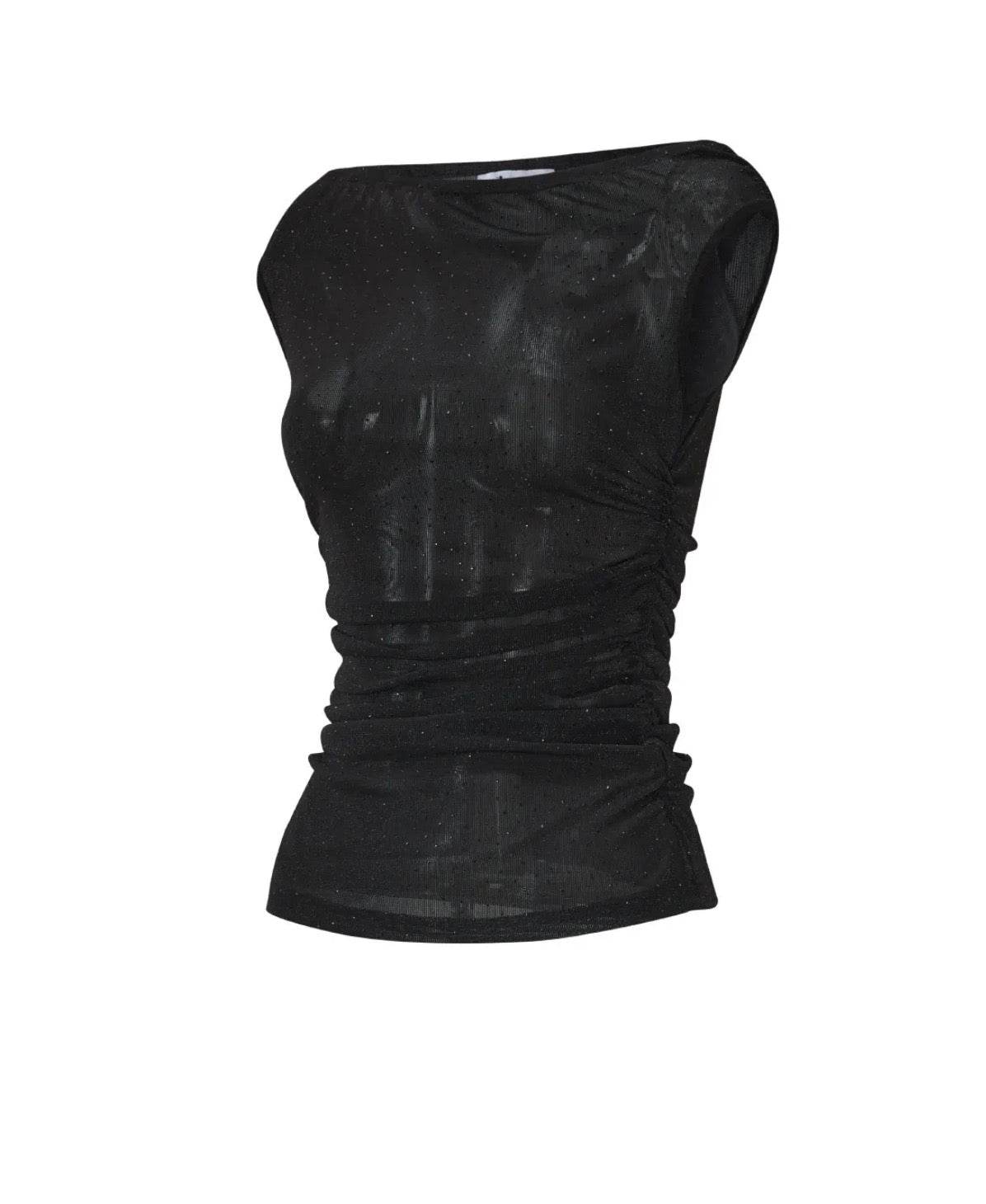 Havana Mesh Glitter Top - Zwart