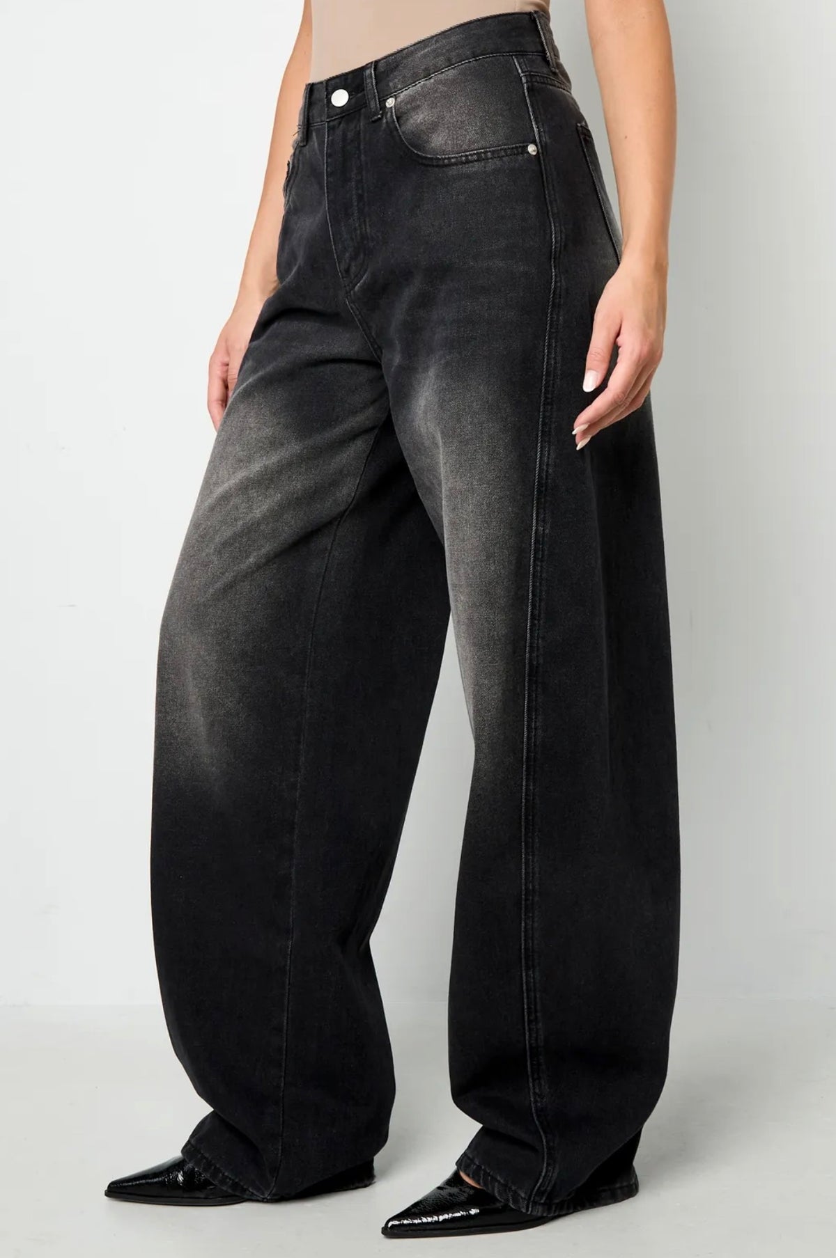 Sydney Barrel Jeans Denim - Zwart