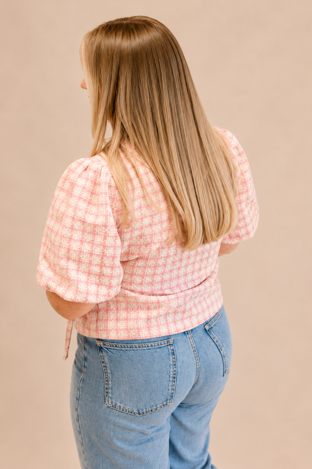 Lyon Blazer Korte Mouwen - Roze/Wit