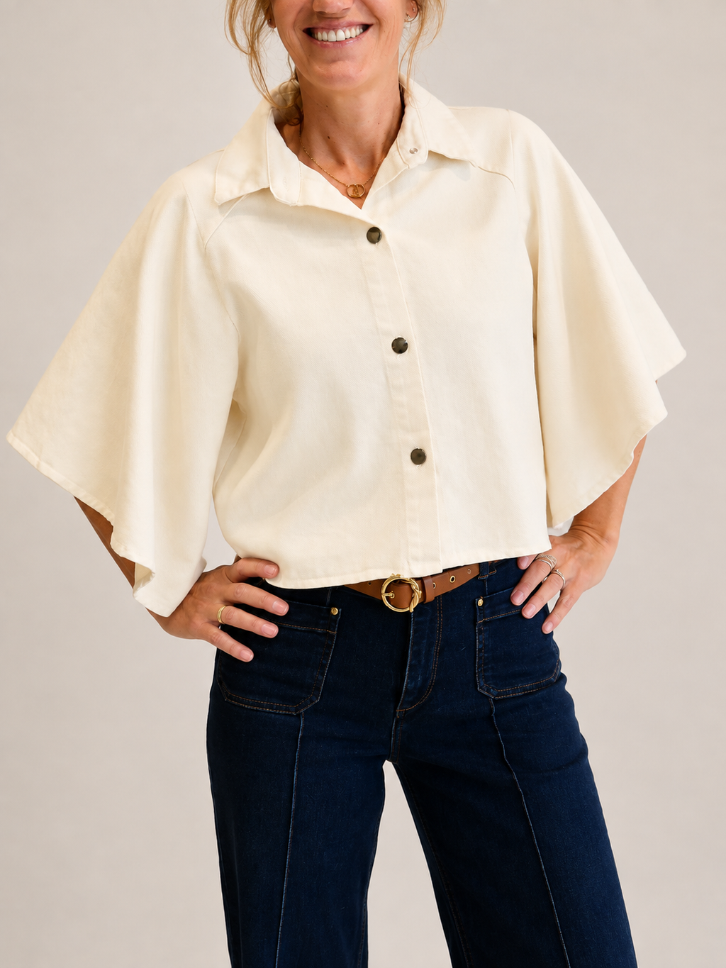 Milano Denim Blouse - Wit
