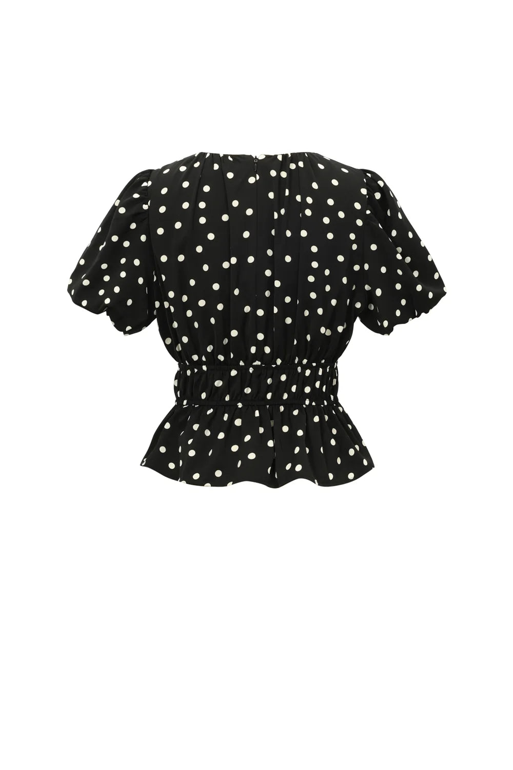 Nairobi Peplum Top Polka Dot - Zwart