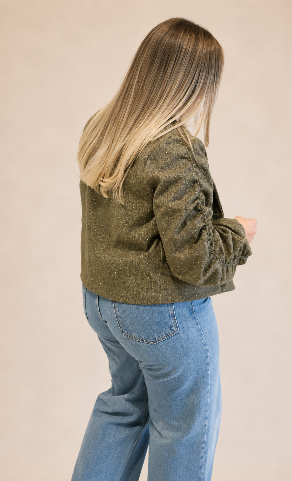 Oslo Ruffle Blazer Glitter - Taupe
