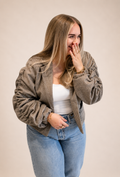 Oslo Ruffle Blazer Glitter - Taupe