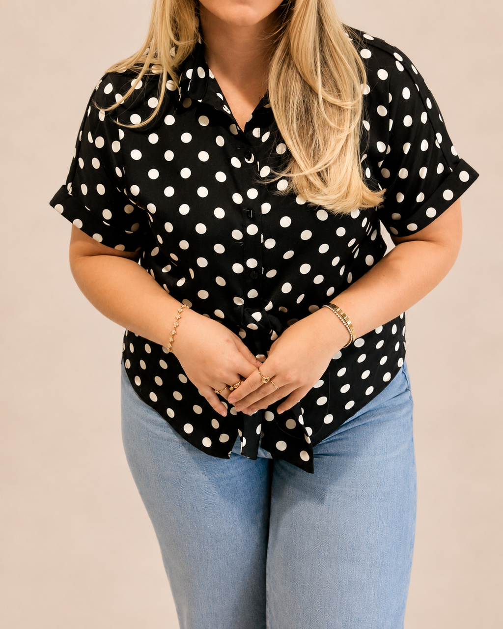 Portofino Polka Dot Top - Zwart/Wit