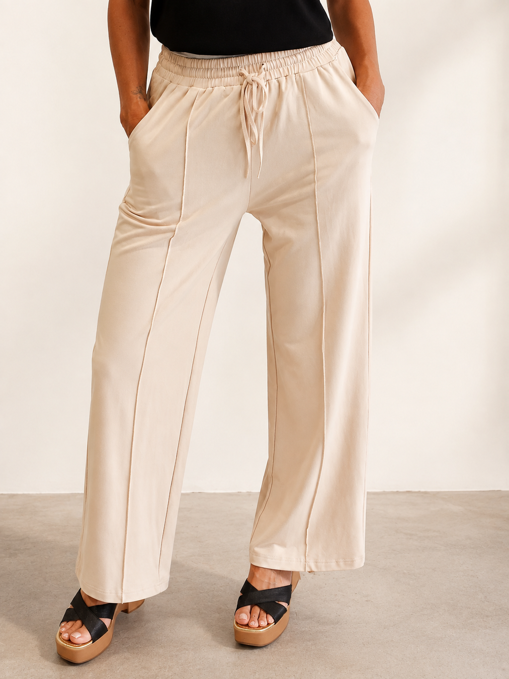 Ronda Straight Leg Broek - Beige